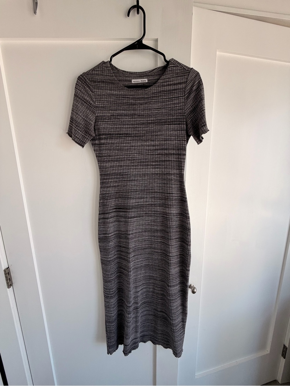 Reformation Gray Ribbed Midi T-Shirt Dress